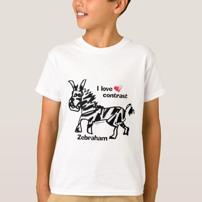 Zebraham- I love contrast T-Shirt (Front)