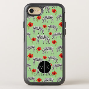 Zebras Among Hibiscus Flowers   Monogram OtterBox Symmetry iPhone 8/7 Case