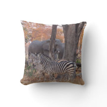 Zebras and Elephants Pillow