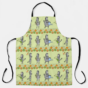 Zebras and Fruits Seamless Pattern Apron