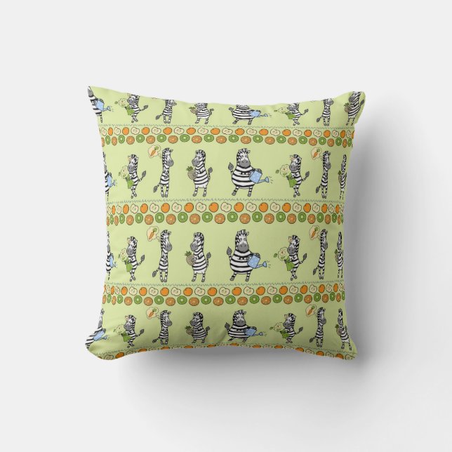 Zebras and Fruits Seamless Pattern Cushion (Front)