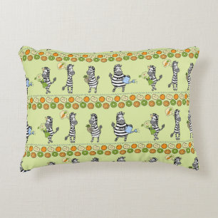 Zebras and Fruits Seamless Pattern Decorative Cushion