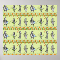 Zebras and Fruits Seamless Pattern