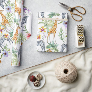 Zebras And Giraffes Oh My   Wrapping Paper