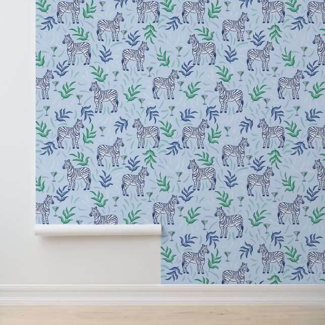 Zebras and Martinis Blue  Wallpaper (Application)