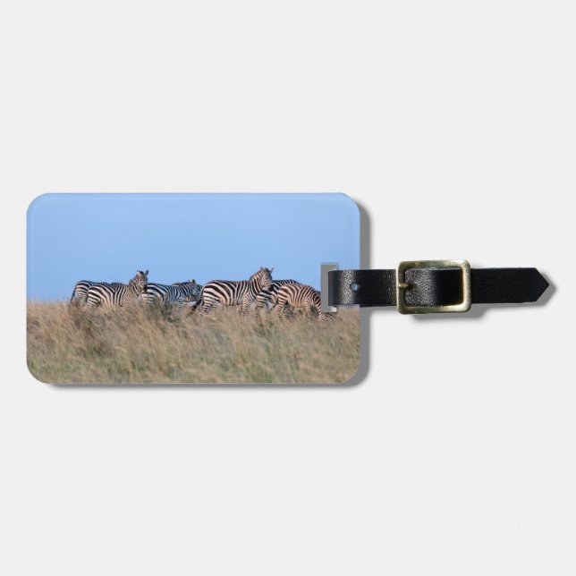 Zebras at dusk luggage tag (Front Horizontal)