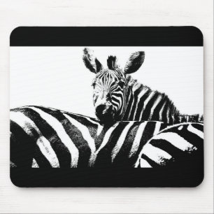 Zebras Black And White Pop Art Template Customise Mouse Mat