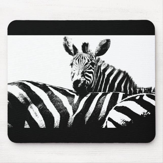 Zebras Black And White Pop Art Template Customise Mouse Mat (Front)