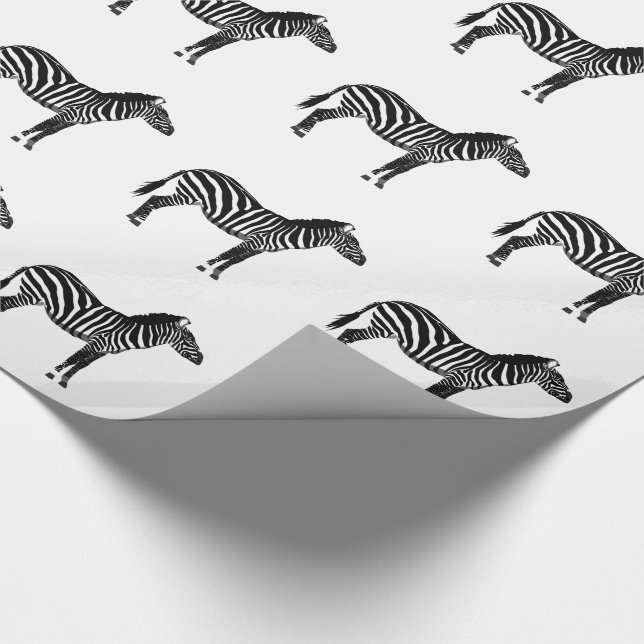 Zebras - Black and White Wrapping Paper (Corner)