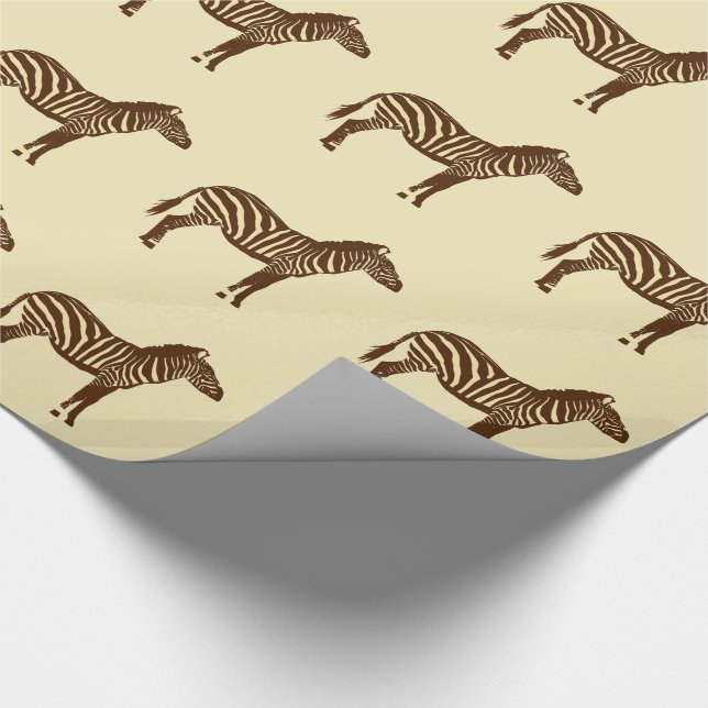 Zebras - Chocolate Brown and Camel Tan Wrapping Paper (Corner)