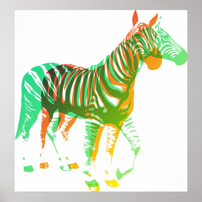 Zebras - Green & Orange Poster (Front)