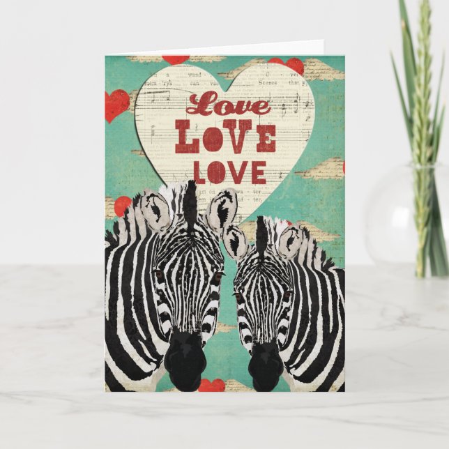 Zebras Heart Valentine Card (Front)
