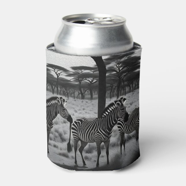 Zebras In Africa Oil Paint, Can Cooler (Can Front)