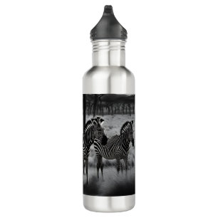 Zebras In Africa Oil Paint, Water Bottle