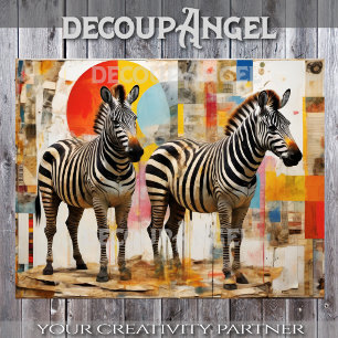 Zebras in Modern Art Decoupage Tissue Paper