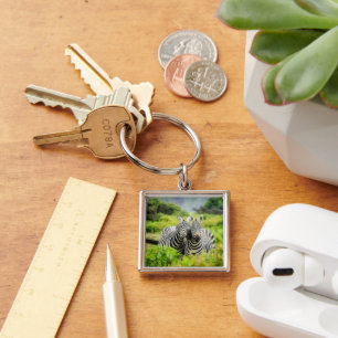 Zebras in the wild key ring
