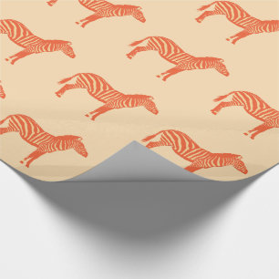 Zebras - Mandarin and light orange Wrapping Paper