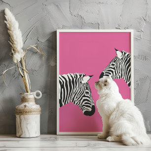 Zebras on Pink Preppy Animal Art Print