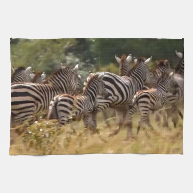 Zebras on the Move: A Journey of a Thousand Miles Tea Towel (Horizontal)