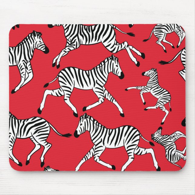 Zebras, Red Mouse Pad (Front)