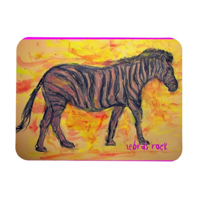 zebras rock art magnet (Horizontal)