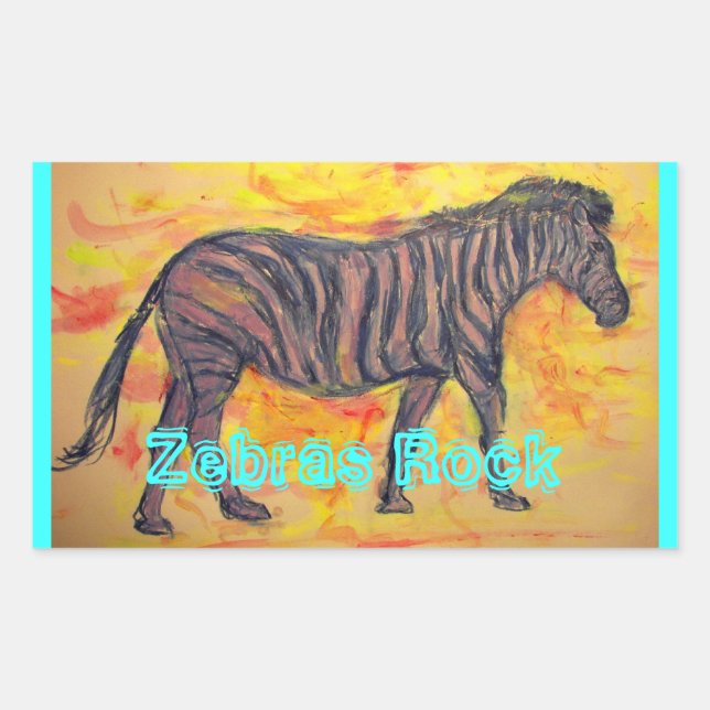 Zebras Rock Rectangular Sticker (Front)