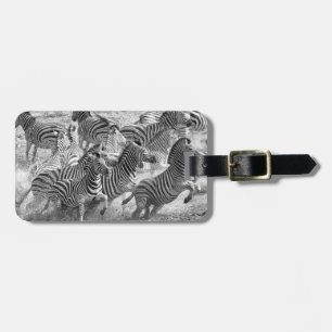 Zebras running luggage tag