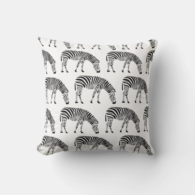 Zebras Stencil on White Cushion (Front)