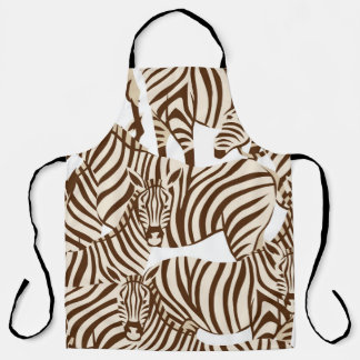 Zebras, wild savanna, seamless pattern apron