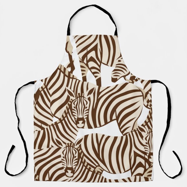 Zebras, wild savanna, seamless pattern apron (Front)