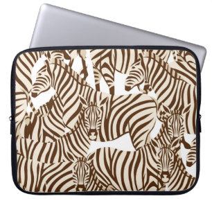 Zebras, wild savanna, seamless pattern laptop sleeve