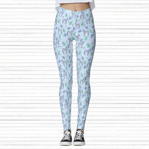 Zebras with Martinis Blue Fun Fitness Athleisure Leggings