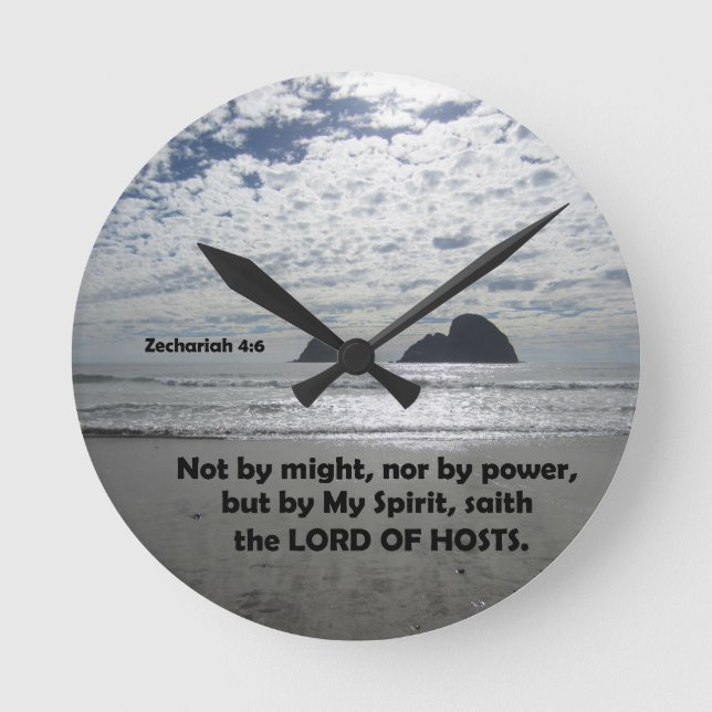 Zech. 4:6 Not by might, nor by power, Round Clock (Front)