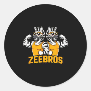 Zeebros Cute Zebra Duo Design For Zebros Lovers  Classic Round Sticker
