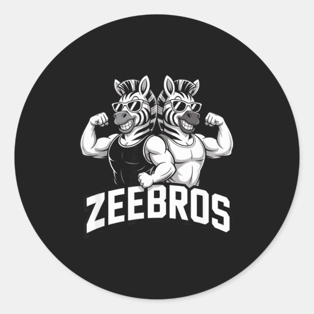 Zeebros Cute Zebra Duo Design For Zebros Lovers  Classic Round Sticker (Front)