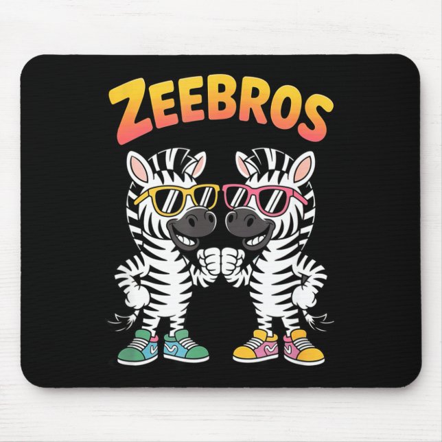 Zeebros Cute Zebra Duo Design For Zebros Lovers  Mouse Mat (Front)