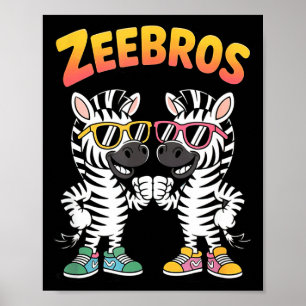 Zeebros Cute Zebra Duo Design For Zebros Lovers Poster