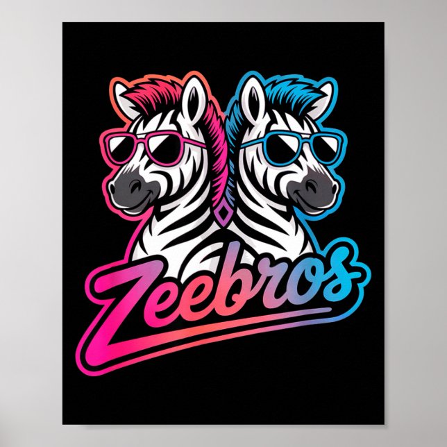 Zeebros Cute Zebra Duo Design For Zebros Lovers  Poster (Front)