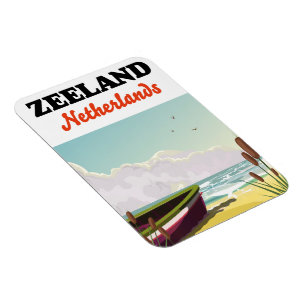 Zeeland Netherlands beach travel poster Magnet