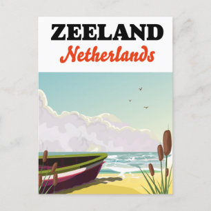 Zeeland Netherlands beach travel poster Postcard