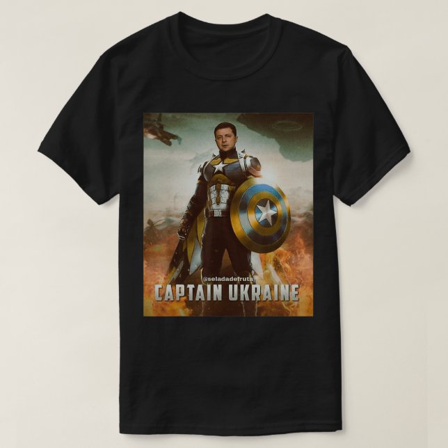 Zelensky Captain Ukraine Hero support ukraine ukra T-Shirt (Design Front)