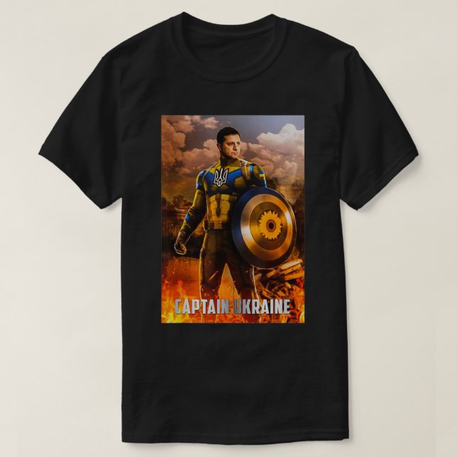 Zelensky Captain Ukraine Hero support ukraine ukra T-Shirt (Design Front)