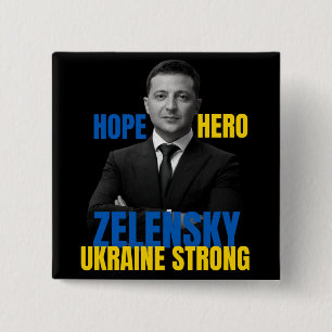 Zelensky Hope Hero Ukraine Strong  15 Cm Square Badge