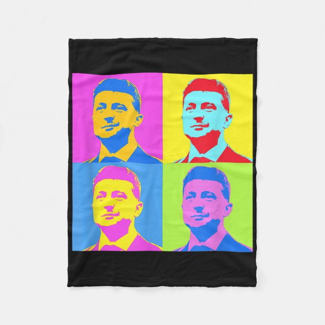 Zelensky Stand With Ukraine Ukrainians Support Pop Fleece Blanket (Front)