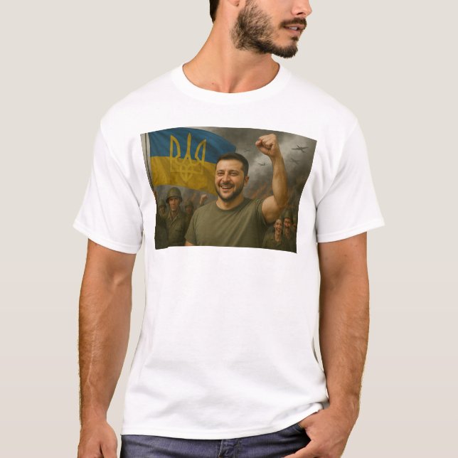 Zelensky the Warrior Commander in Combat Readiness T-Shirt (Front)