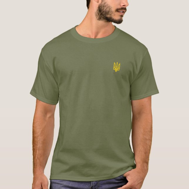 Zelensky Ukraine Trident Symbol Green Olive T-Shirt (Front)