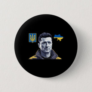Zelensky Ukraine Vintage Ukrainian Flag Support Uk 6 Cm Round Badge