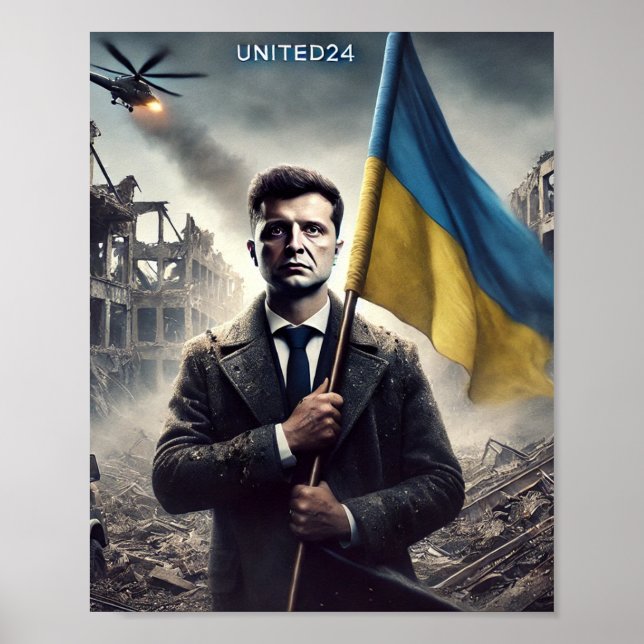 Zelenskyy Ukraine Flag Poster Print (Front)