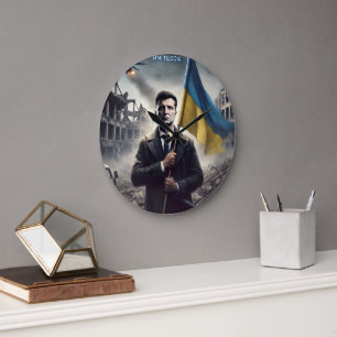 Zelenskyy Ukraine Flag Wall Clock