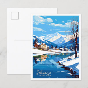 Zell am see Salzburg Austria Travel Illustration Postcard
